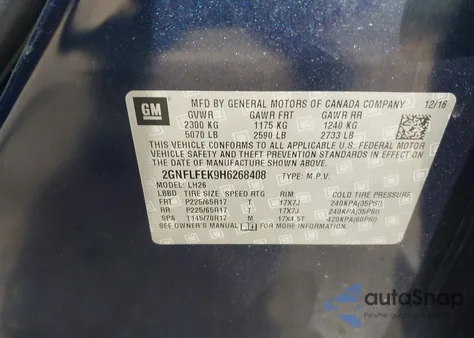 2017 Chevrolet Equinox Lt from USA, damaged, VIN 2GNFLFEK9H6268408